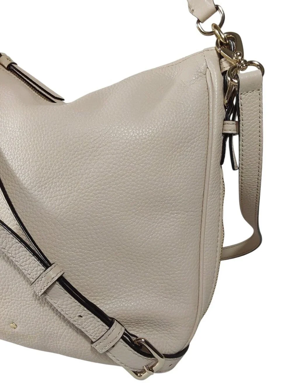 Kate Spade Cobble Hill Small Ella Hobo Bag Crossbody Strap Cream Pebbled Leather
